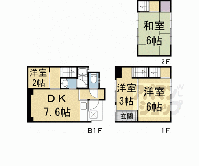 【今熊野椥ノ森町４－３貸家】間取