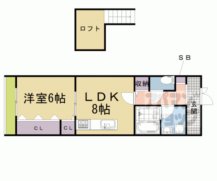 【深草飯食町８２５－６貸家】間取