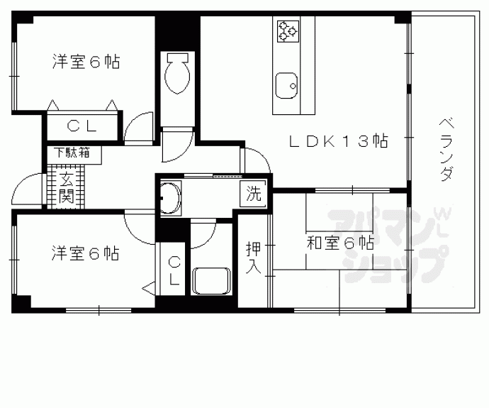 【パインフィールド山科】間取