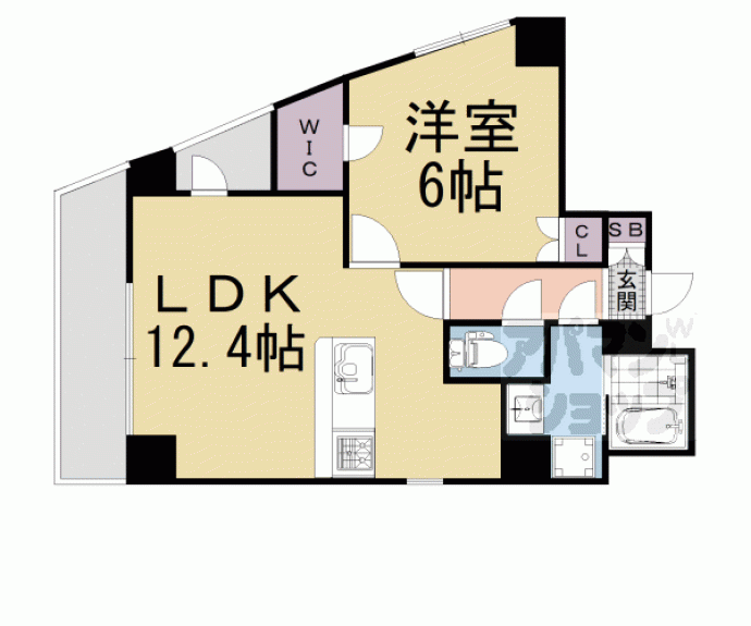 【ＴＨＥ　ＧＡＲＮＥＴ　ＳＵＩＴＥ　ＲＥＳＩＤＥＮＣＥ　山科駅前】間取