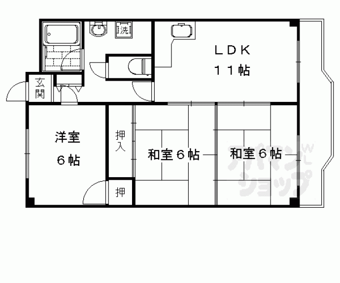 【パルテ西京極】間取