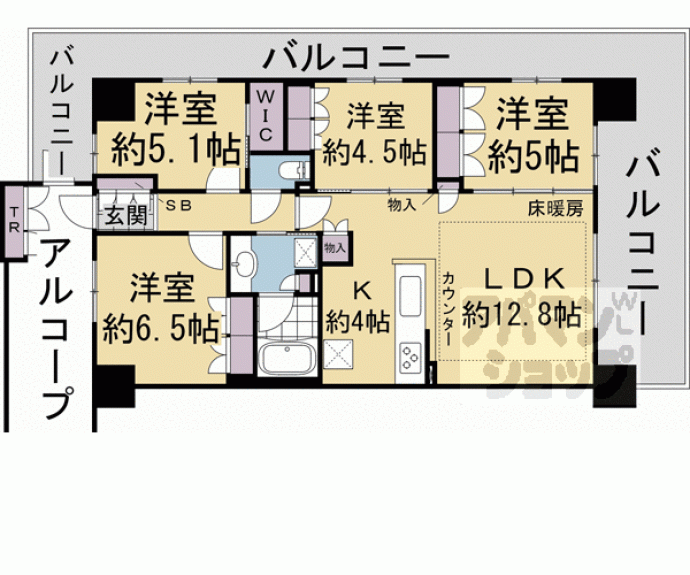 【クラッシィハウス京都六地蔵　ゲートテラス棟】間取