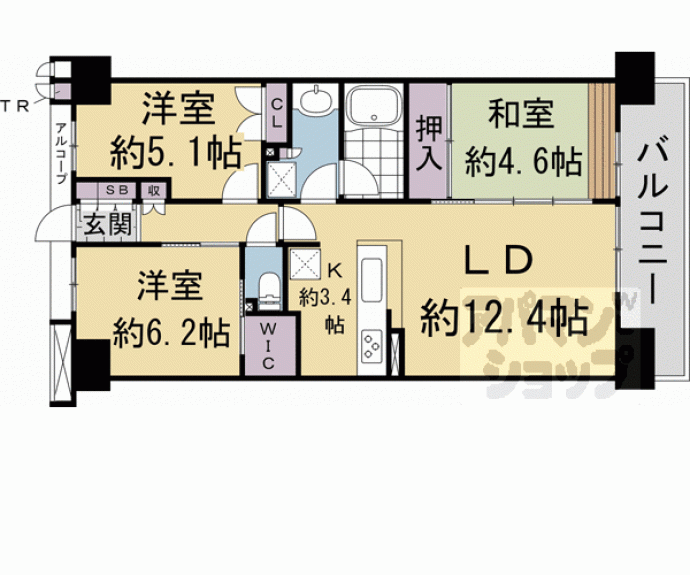 【クラッシィハウス京都六地蔵　ゲートタワー棟】間取