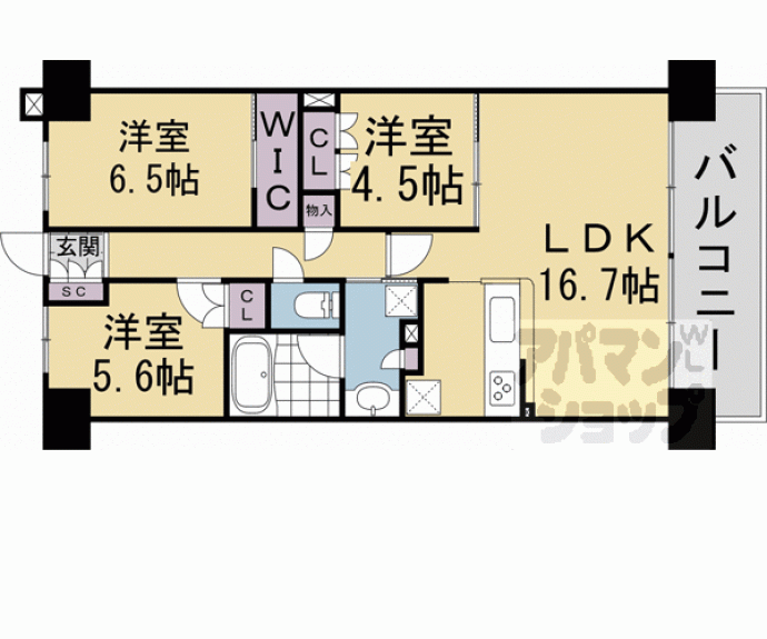 【クラッシィハウス京都六地蔵　ブライトタワー棟】間取