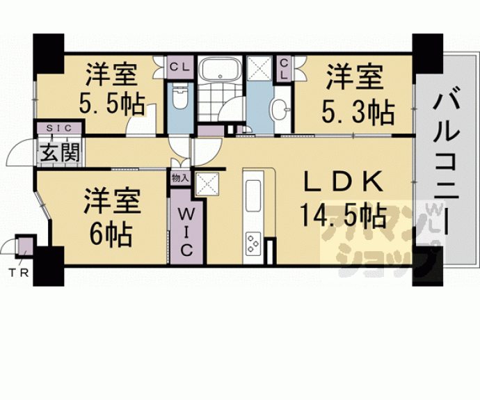 【クラッシィハウス京都六地蔵　ブライトタワー棟】間取