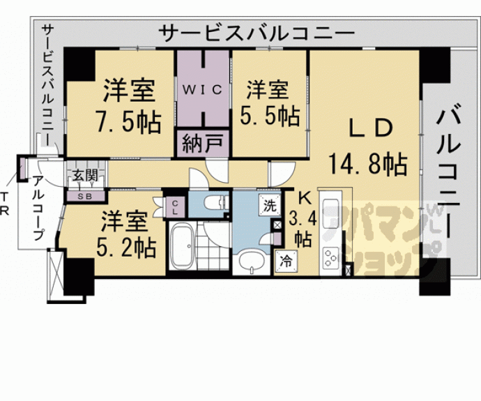 【クラッシィハウス京都六地蔵　ブライトタワー棟】間取