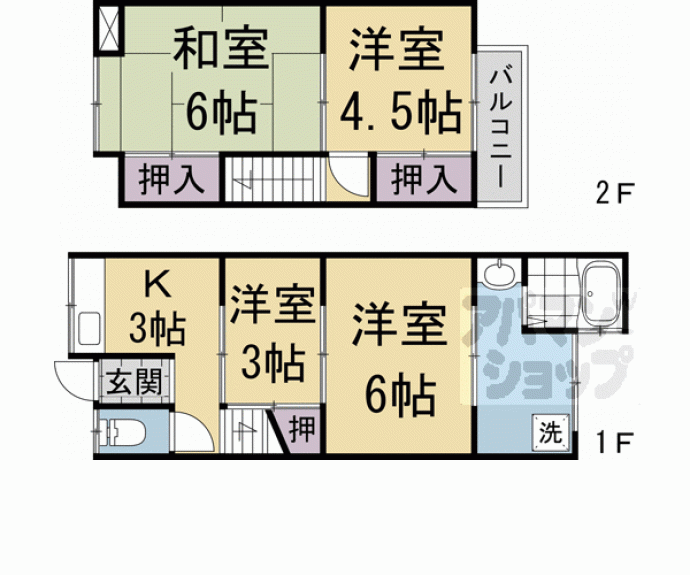 【椥辻草海道町貸家】間取