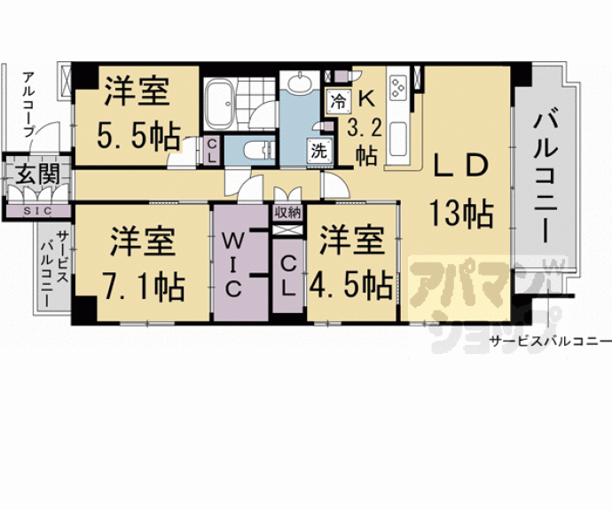 【メイツ京都西大路】間取