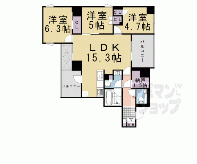 【パークホームズ御所南　水月邸】間取