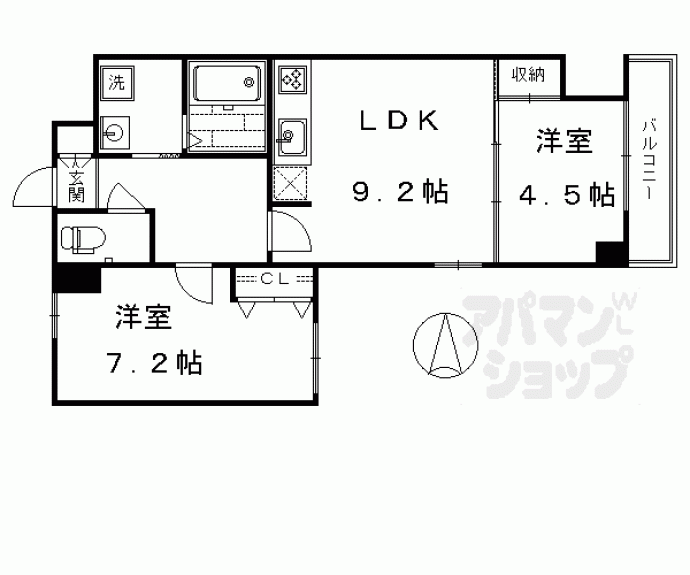 【第４５長栄シャルト五条】間取