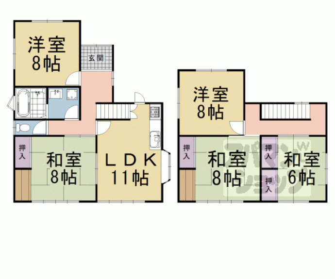 【大枝北沓掛町三丁目貸家】間取