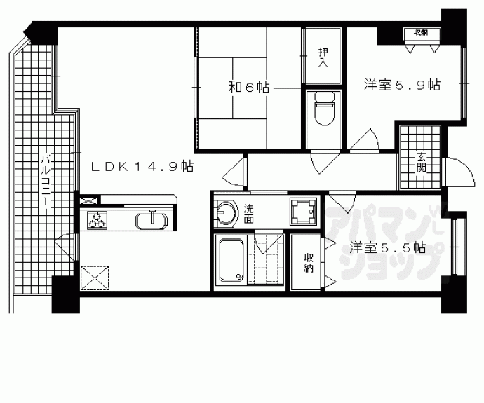 【メロディーハイム堺町】間取