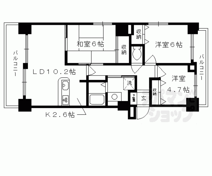 【ルイシャトレ六角高倉】間取