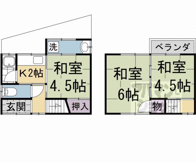 【日野谷寺町貸家】間取