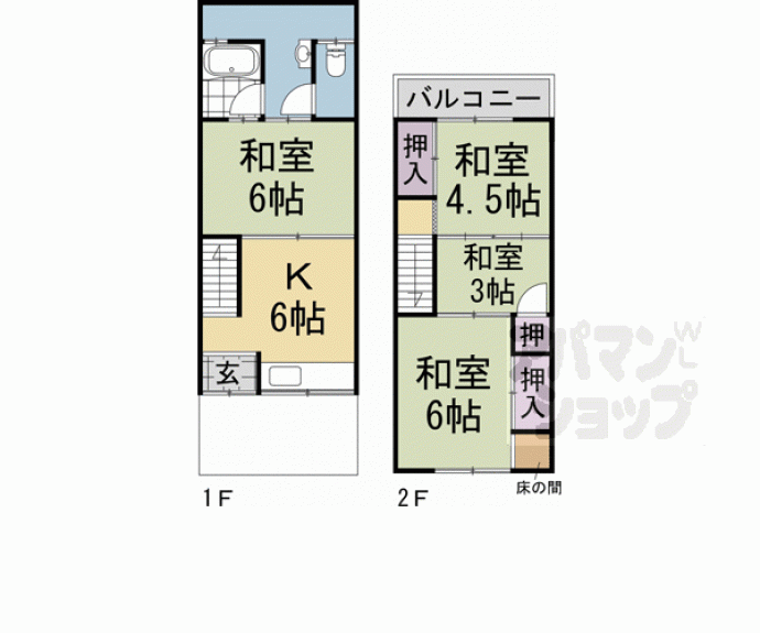 【衣笠氷室町貸家】間取