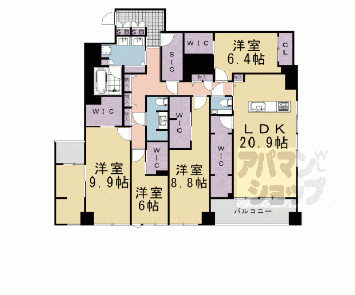 【滕屋町賃貸マンション】間取