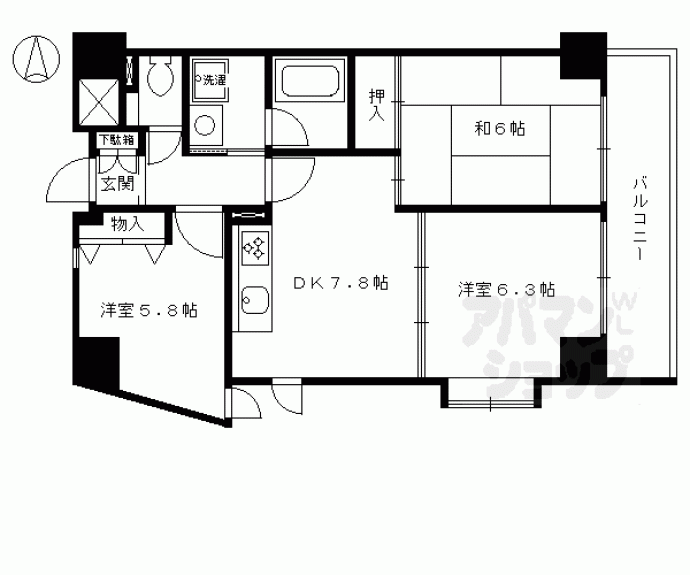 【ライオンズマンション四条西洞院第２】間取