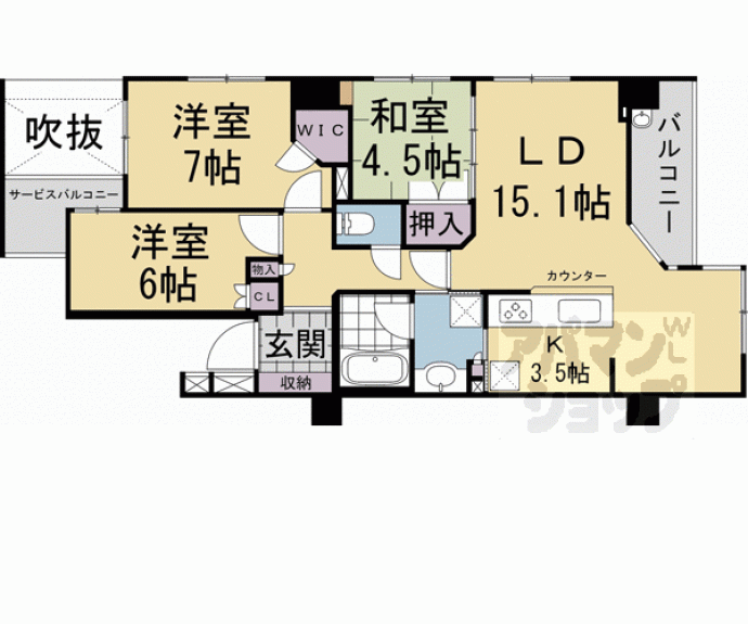 【ライオンズ御所南ロイヤルグレイド】間取