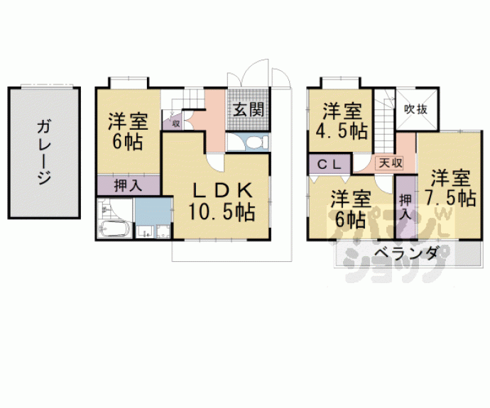 【深草大亀谷八島町貸家】間取