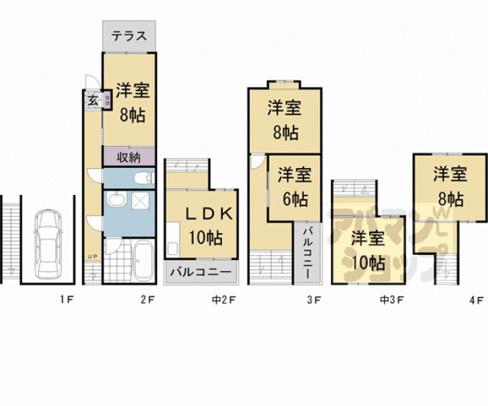 【西野山中鳥井町貸家】間取