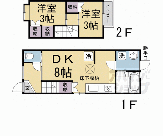 【衣笠開キ町貸家】間取