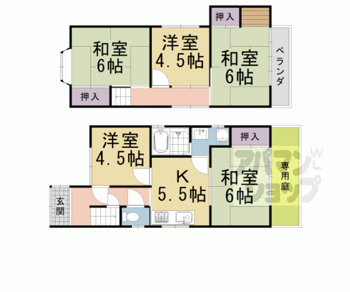 【物集女町中海道貸家】間取