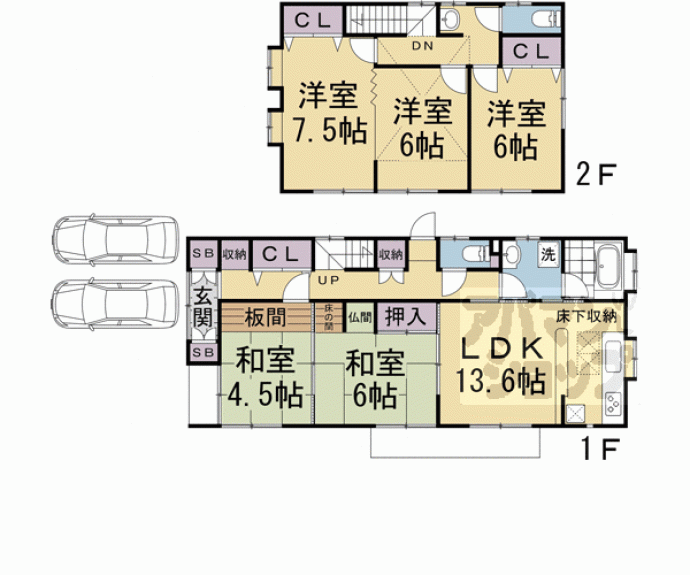 【岩倉西河原町６７０貸家】間取