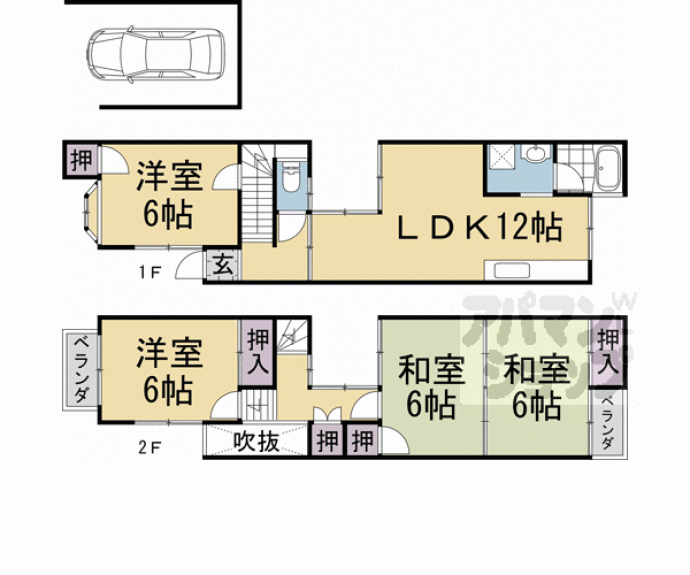 【修学院西沮沢町１０－４貸家】間取