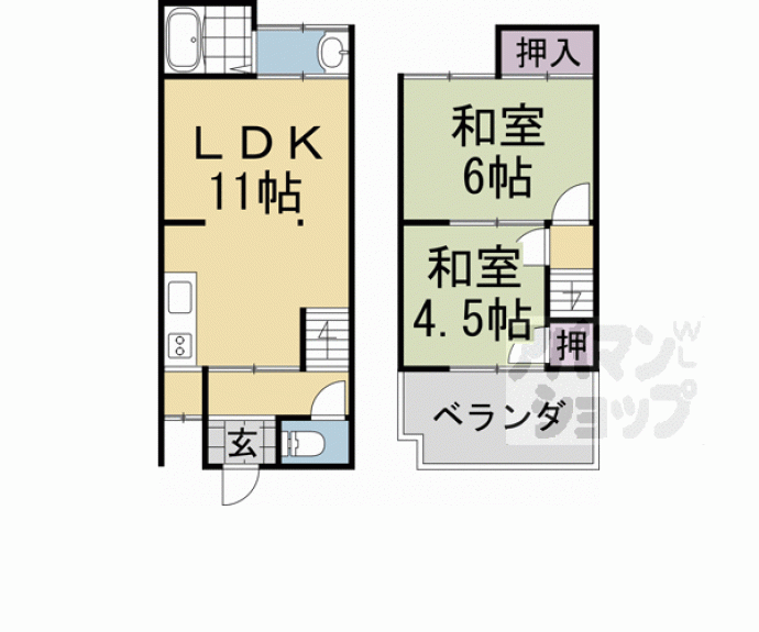 【一乗寺西水干町１－４貸家】間取