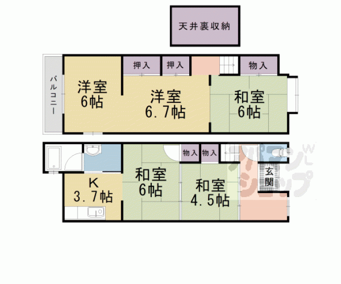 【西野大鳥井町貸家】間取