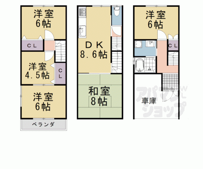 【壬生賀陽御所町貸家】間取