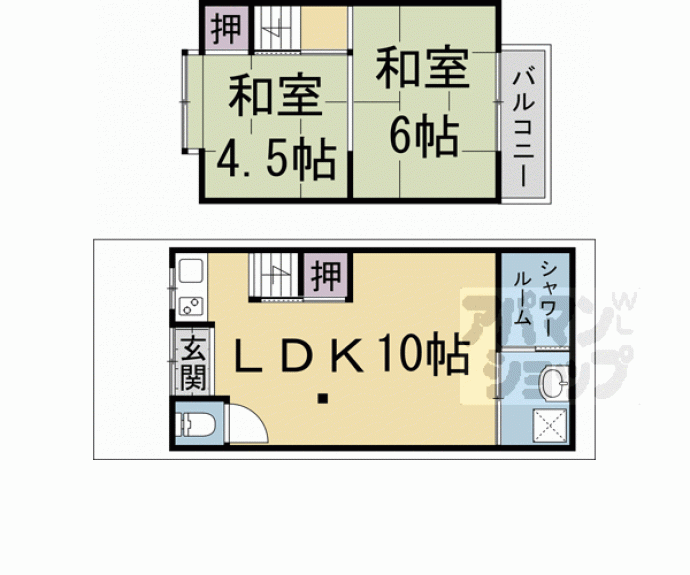 【下京区小坂町１９－１０貸家】間取