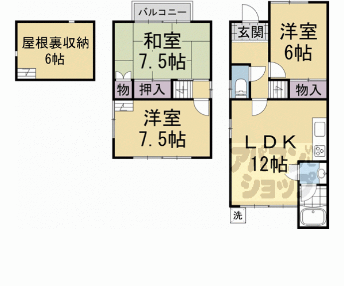 【修学院中林町９８－２貸家】間取