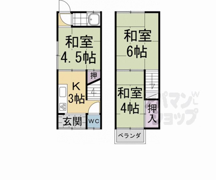 【伊勢田町毛語貸テラスハウス】間取