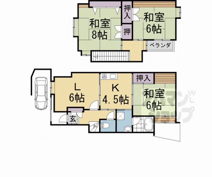 【山端川岸町４１－１１貸家】間取