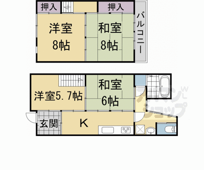 【上京区四町目貸家】間取