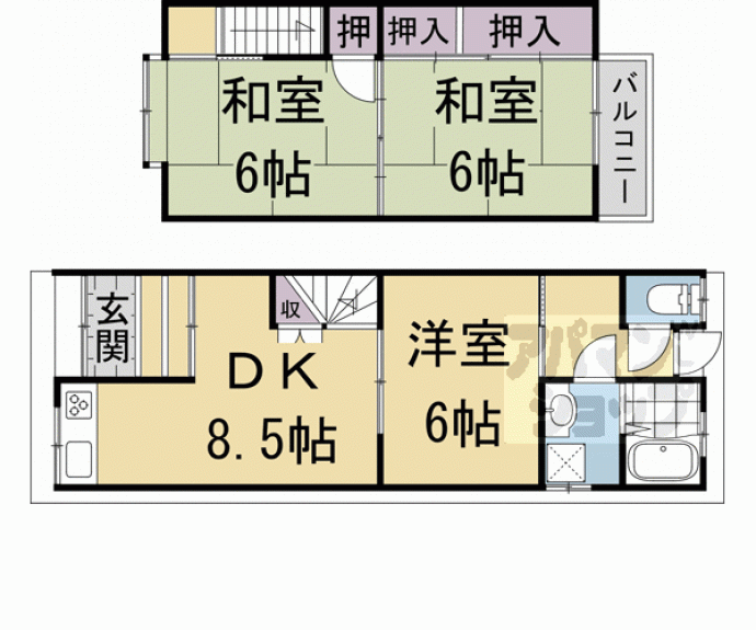 【小倉町南浦貸家】間取