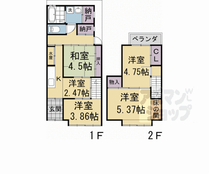 【朱雀宝蔵町　貸家】間取