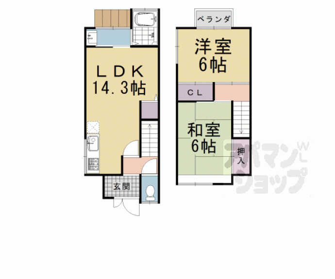 【篠町柏原川原垣内貸家】間取