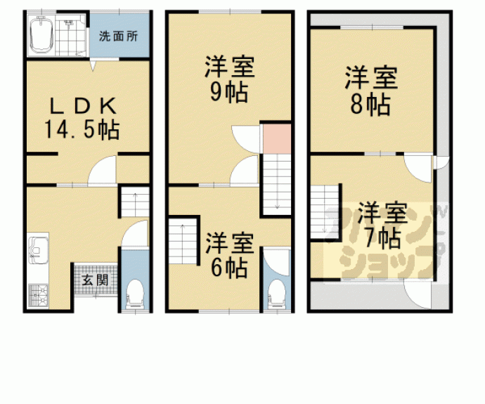 【小山北溝町貸家】間取