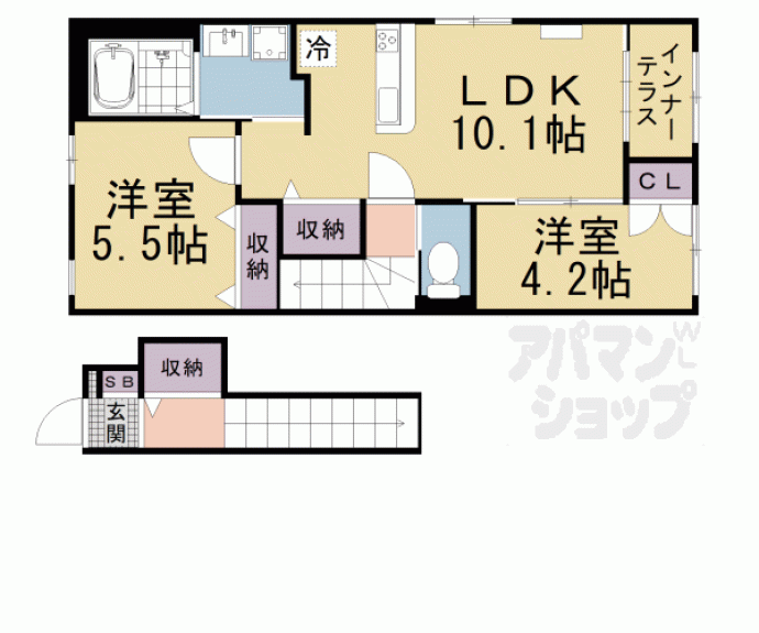 【久御山町佐古内屋敷新築アパート　Ａ棟】間取