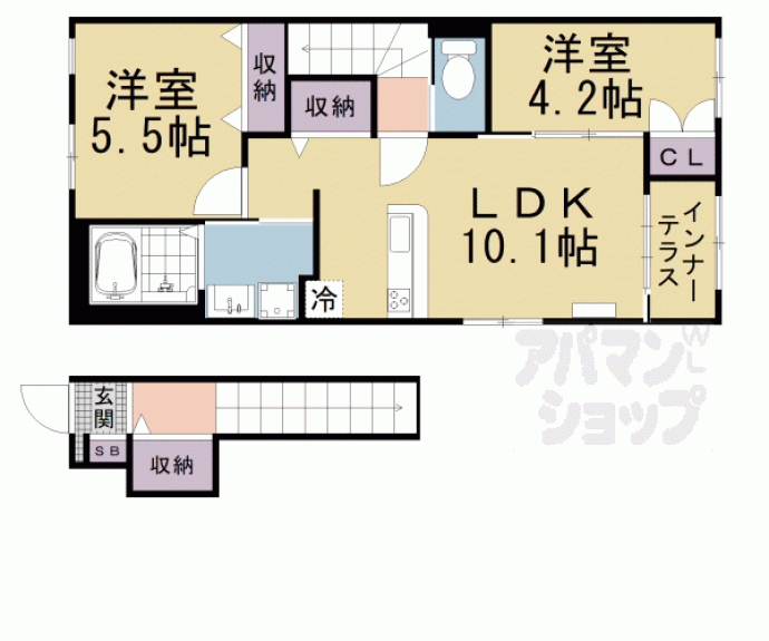 【久御山町佐古内屋敷新築アパート　Ａ棟】間取