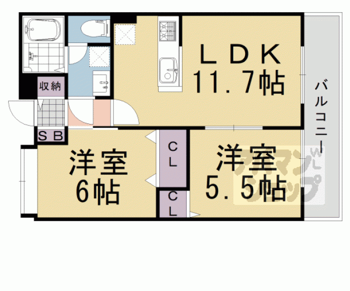 【プラシードＴＳＵＫＡＳＡ】間取