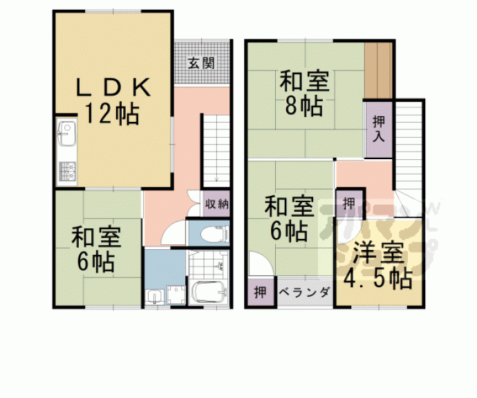 【大枝沓掛町貸家】間取