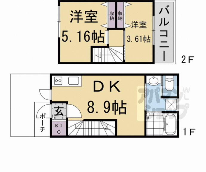 【田中門前町３３－８貸家】間取