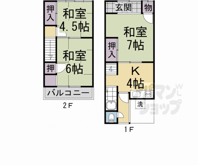 【山端大君町１６－２８貸家】間取