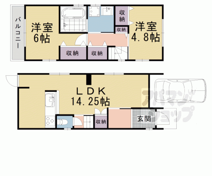 【厨子奥若林町貸家】間取