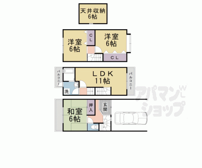 【西野大鳥井町貸家】間取