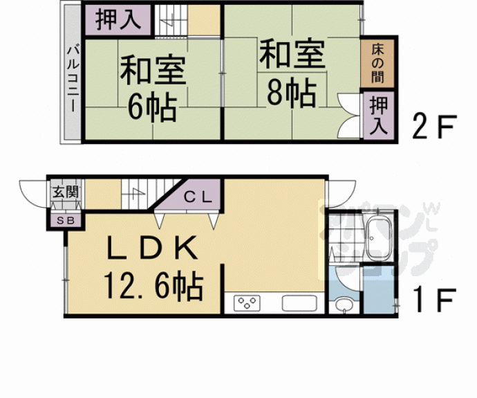 【久我本町８－６５貸家】間取