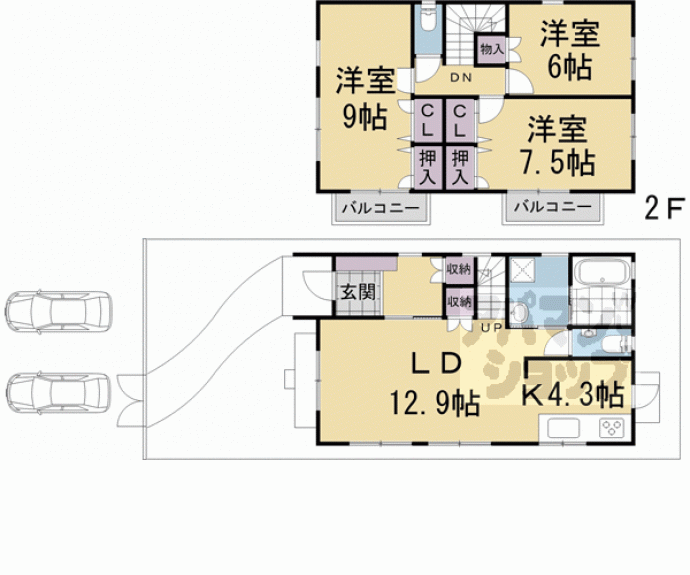 【下鴨貴船町８６－２貸家】間取